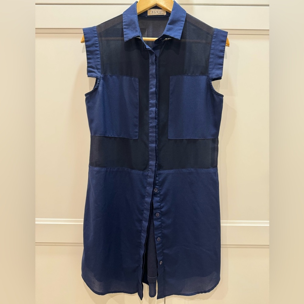 BLVD Semi-Sheer Tunic Button Up